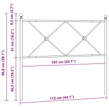 (107 cm) vidaXL Metal Headboard Bedroom Home Bed Header Bed Headboard Black 107 cm