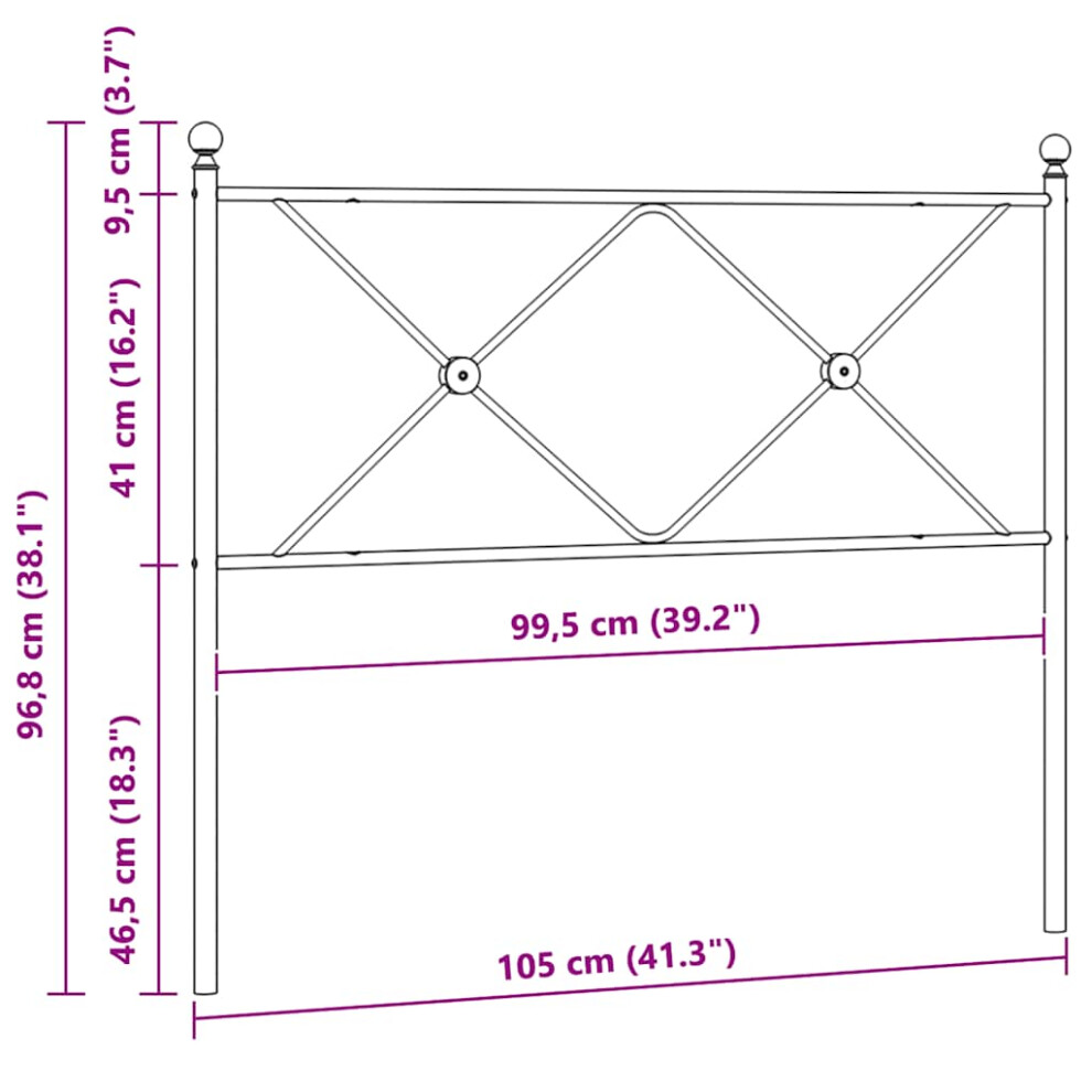 Vidaxl (100 Cm) Metal Headboard Bedroom Home Bed Header Bed Headboard 107 Cm Black