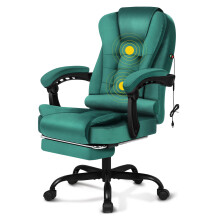 ELFORDSON Massage Office Chair with Footrest Executive Gaming Seat Velvet Green