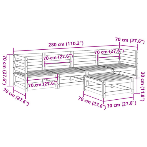 VidaXL vidaXL 5 Piece Patio Sofa Set Solid Wood Pine