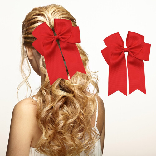Haarspange mit roter, gerippter Satinschleife (15 cm) 1