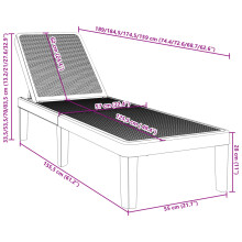 vidaXL 4-Way Height Adjustable Sun Lounger Patio Sun Bed Day Bed Polypropylene