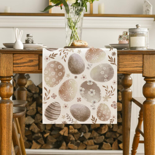 Chemin de table Œufs de Pâques aquarelle marron 4 tailles 1