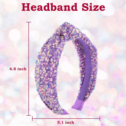 Purple Sequin Headband for Women 1 pc 1