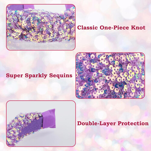 Purple Sequin Headband for Women 1 pc 2
