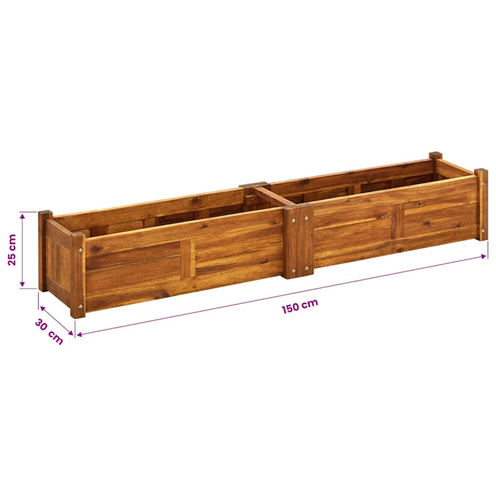 vidaXL Garden Raised Bed Acacia Wood 150x30x25cm Vegetable Flower Pot Bed