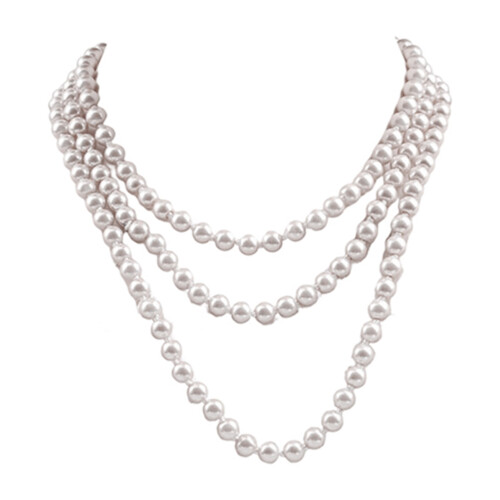 Colier cu perle artificiale, cluster de sticlă, 150 cm 1
