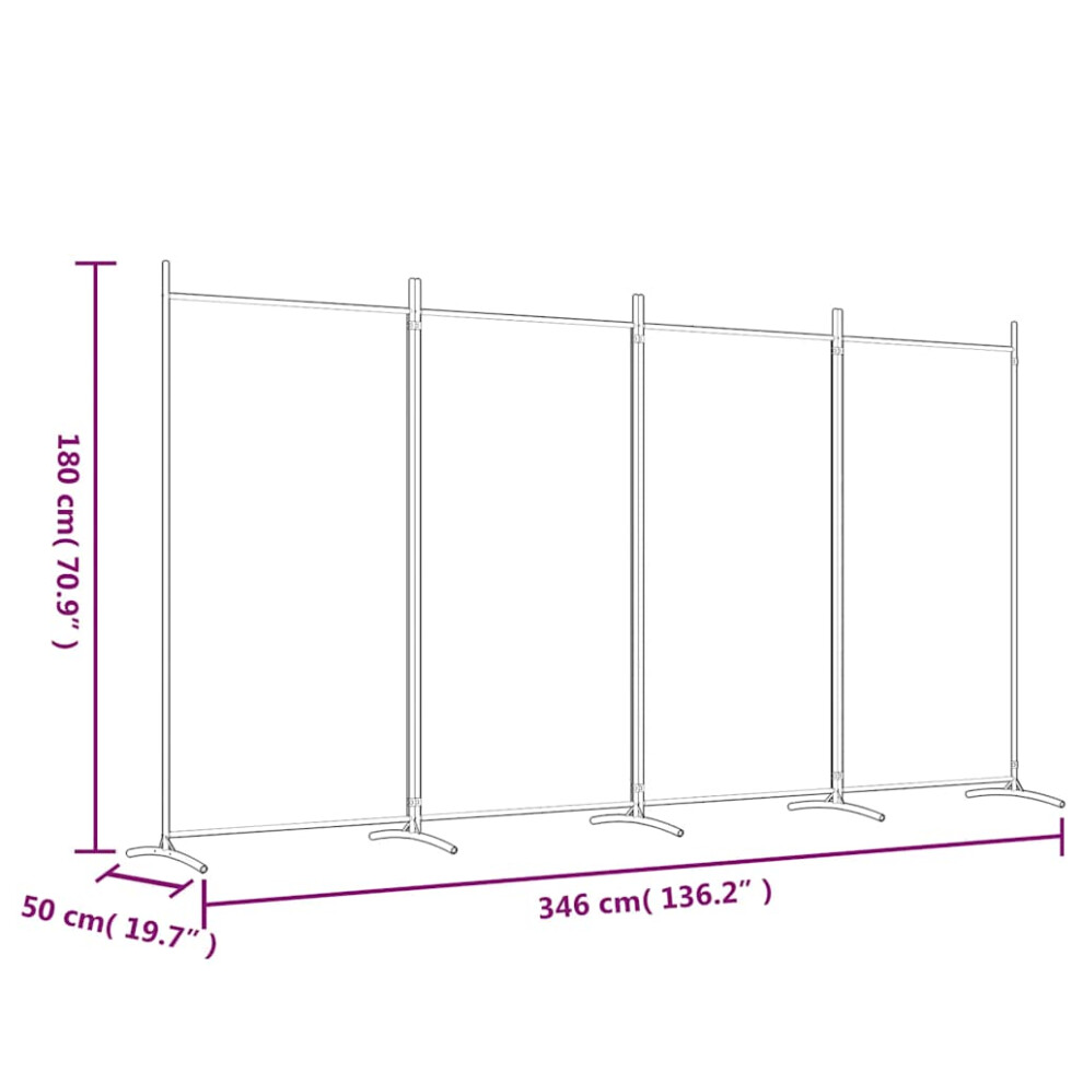 Vidaxl (Black, 346 X 180 Cm (W X H)) Room Divider Wall Partition Screen Panel Room Separator Privacy Screen
