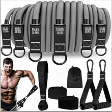 12-teiliges (136 kg) multifunktionales Fitness-Trainings-Widerstandsband-Set für Heimtrainings Black Orange