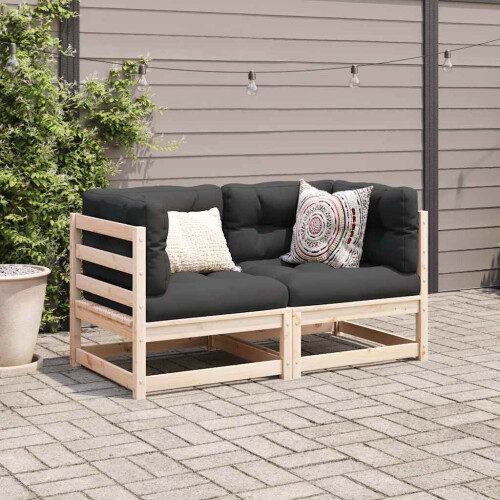 VidaXL vidaXL Garden Sofa Set 2 Piece Outdoor Sofa Set Corner Sofa Solid Wood Pine 2
