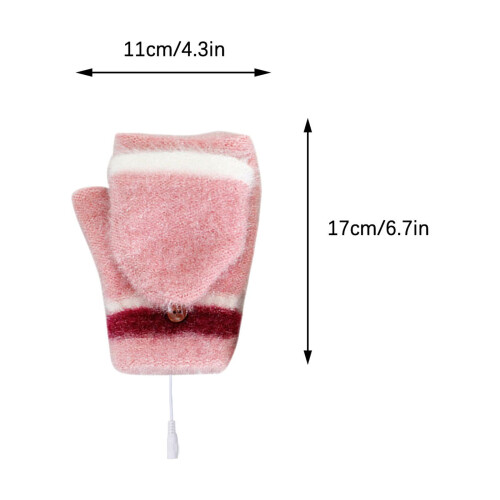 Heated Cotton Knitted Gloves Windproof Half-Finger USB 2
