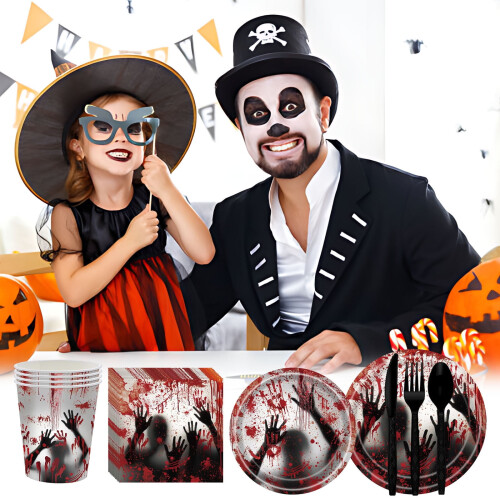 Juego de vajilla desechable de Halloween de 12 piezas 1