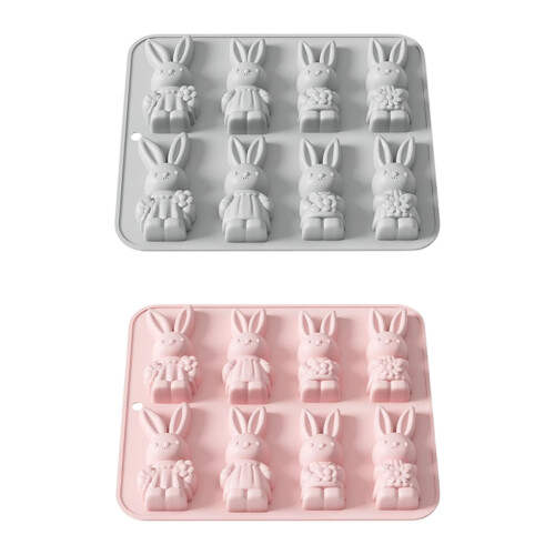 Moule à gâteau en Silicone lapin de pâques créatif, à-Rose 1