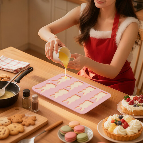 Moule à gâteau en Silicone lapin de pâques créatif, à-Rose 2