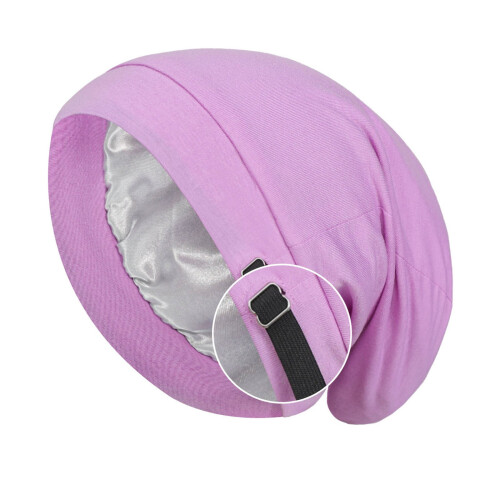 Lila, seidengefütterte Haarhaube mit Satinfutter, extra groß 1