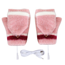 Heated Cotton Knitted Gloves Windproof Half-Finger USB