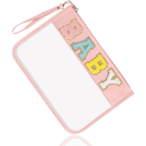 Chenille Letter Clear Pocket med mudd, PVC/PU-dragkedja 1
