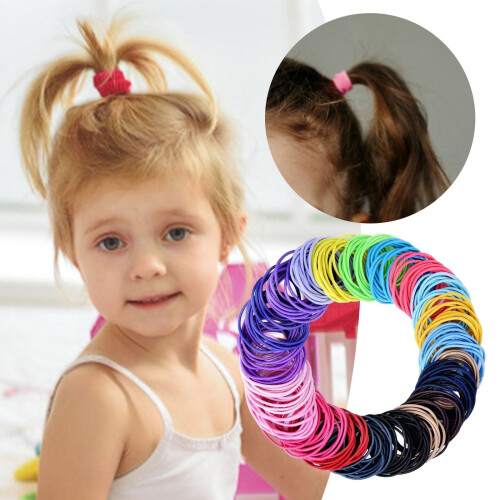 200 elastici per capelli da bambina, spessi 3 mm, multicolore. 1