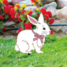 Placas de acrílico para jardim com coelhinho da Páscoa
