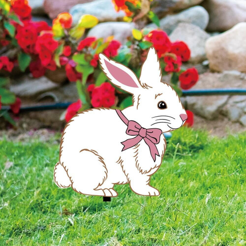 Placas de acrílico para jardim com coelhinho da Páscoa