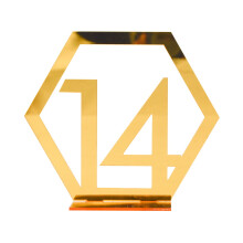 Tarjetas numeradas de mesa 3D de acrílico dorado y plateado del 1 al 15