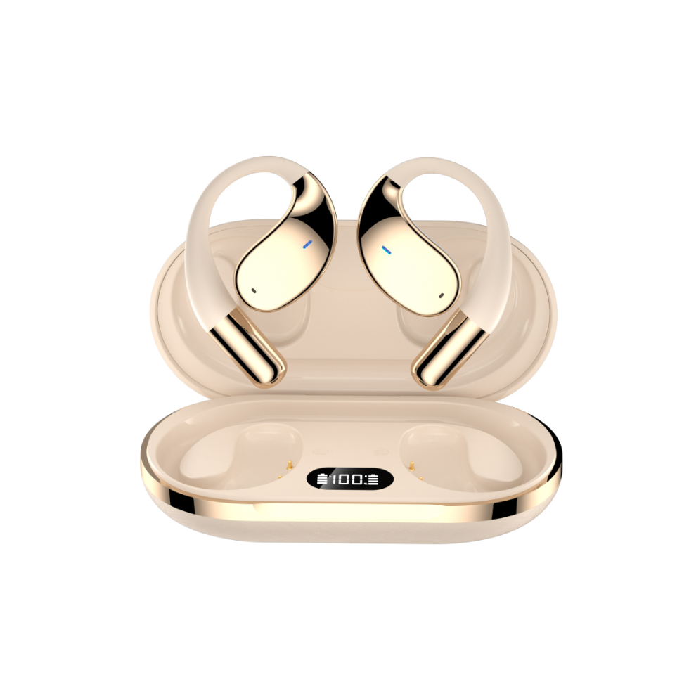 (Beige) New Wireless Bluetooth Earphones Headphones Sport Gym Earbuds With Mic Sweatproof Beige 4069369497476