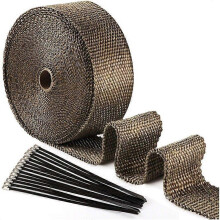 15m Titanium Heat Insulation Tape, 50mm, for Exhaust Pipes with Cable Ties