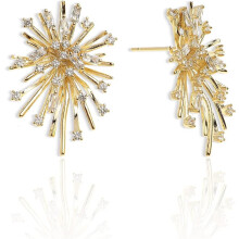 Gold Stud Earrings for Women with Pearl and Cubic Zirconia