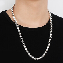 Silver Bead Ball Chain Necklace Alloy Hollow 8mm