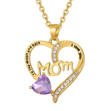 Sterling Silver Mom Necklace with Birthstone 1pc