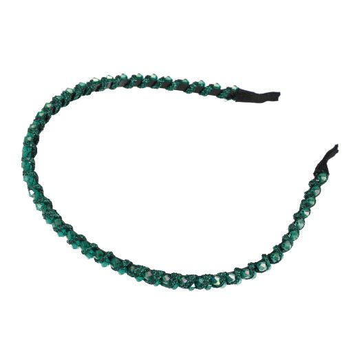 Fascia per capelli da donna con strass, verde, 13,5 cm x 0,6 cm