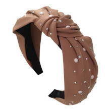 Parelgeknoopte hoofdband voor dames, kaki