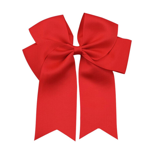 Haarspange mit roter, gerippter Satinschleife (15 cm)