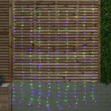 2.1m Light up Christmas Curtain Party Lights with 280 Multi-Coloured LEDs