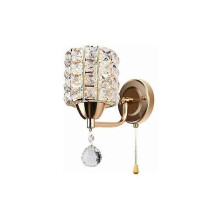 Crystal Wall Lamp with Gold Zipper for Bedroom, Aisle, E14 Bulb Required