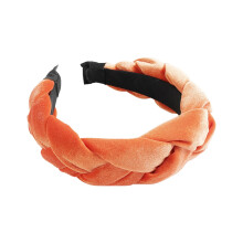 Diadema trenzada vintage acolchada para mujer – Naranja