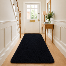 (80x150cm-Runner Rug, Black) Shaggy Rug-Non Slip Faux Fur Extra Large Area Rugs for Livingroom Bedroom Carpet