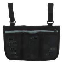 Black Oxford Mesh Wheelchair Armrest Storage Bag for Outdoor Use