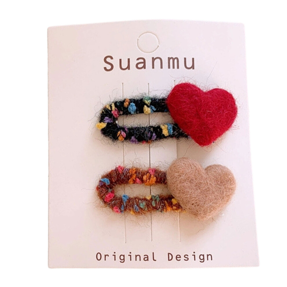 Portable Lightweight Felt Hair Clips With Heart-hairpin C