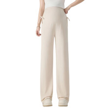 Stretch Pregnancy Long Pants Drawstring Sports-apricot M