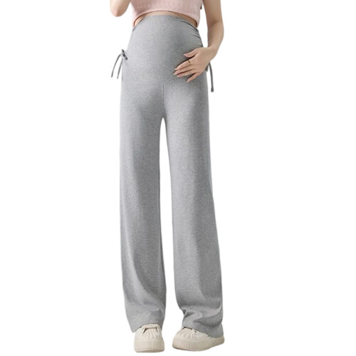 Comfortable Pregnancy Lounge Pants Feature Belly-light gray L