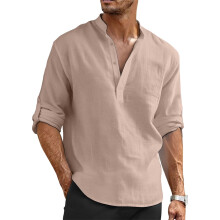 Men's Summer Lightweight Cotton Linen Shirts Casual-Khaki XL