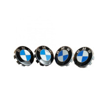 (Full Black) Set of 4 BMW alloy wheel centre caps 68mm