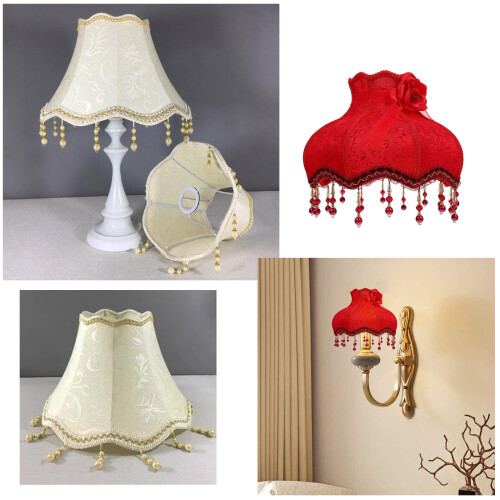 Wall Light Cover Table Light Shade E27 Interface-Red lace 30cm 1