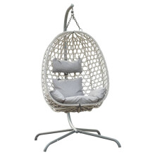 (Light Grey) Tulum Rattan Hanging Egg Chair Swing Garden
