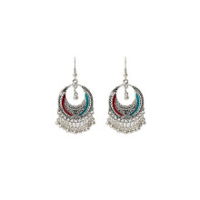 Earrings, Ethnic Style Tassel Hook Earrings, Miao Silver Electroplated Metal Bell, Vintage Yunnan Travel Vacation Accessories