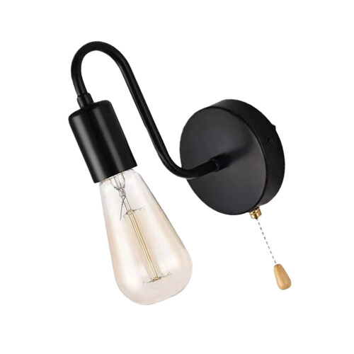 Pull Chain Wall Sconce Light Bedroom Beside-With light source