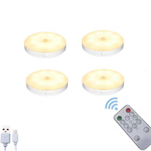 Warm Color LED Closet Lights Motion Transducer Puck Light,-3