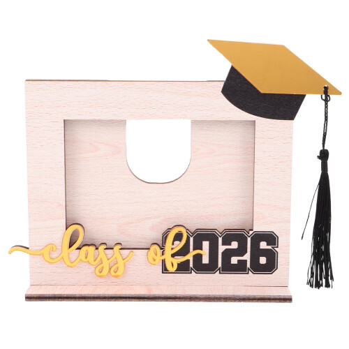Beige Wood Graduation Photo Frame with Acrylic Display