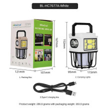 (7677a, white) New Solar Camping Light Camping Light Outdoor Charging Multi-function Outdoor Lighting Stall Night Market Light